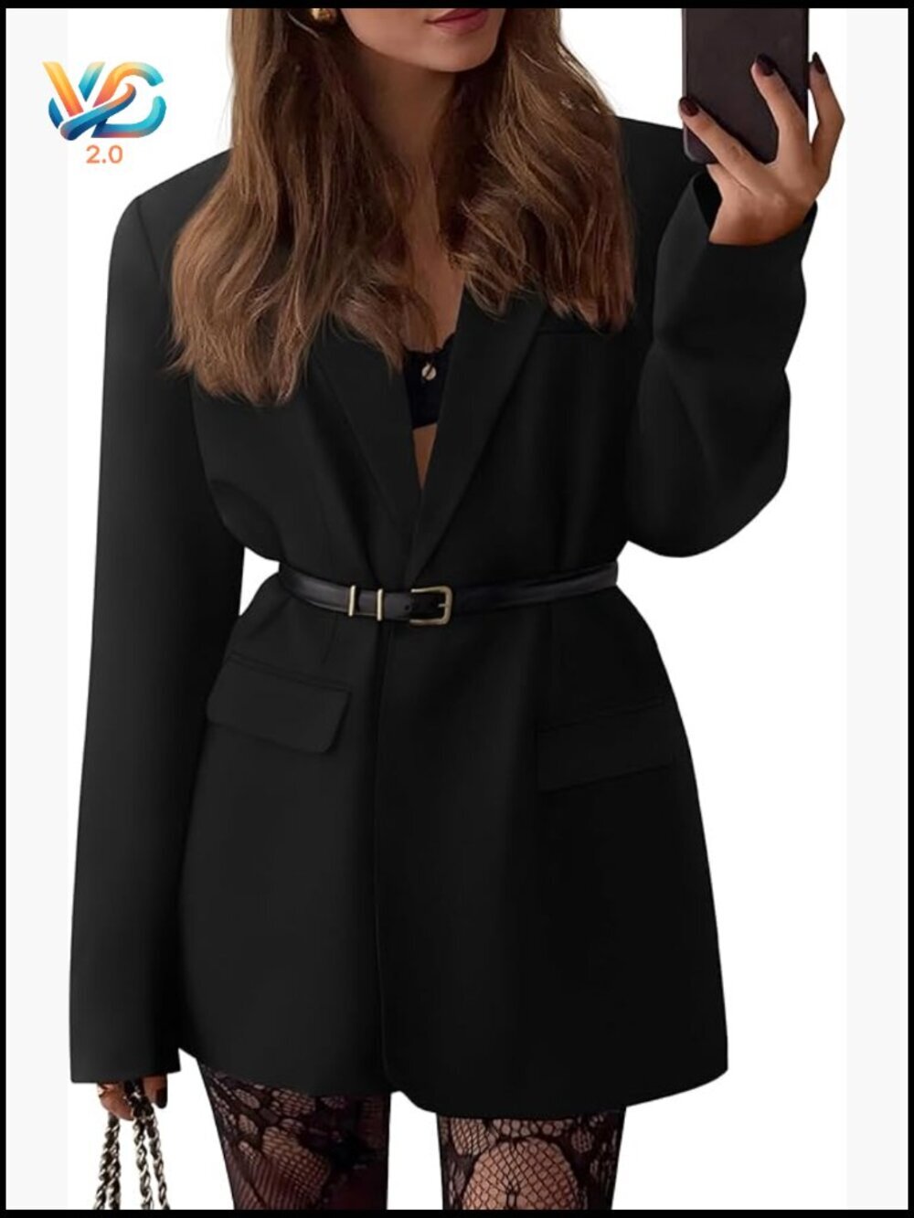Oversized Blazer for Women, Business Casual, Open Front, Lightweight Polyester